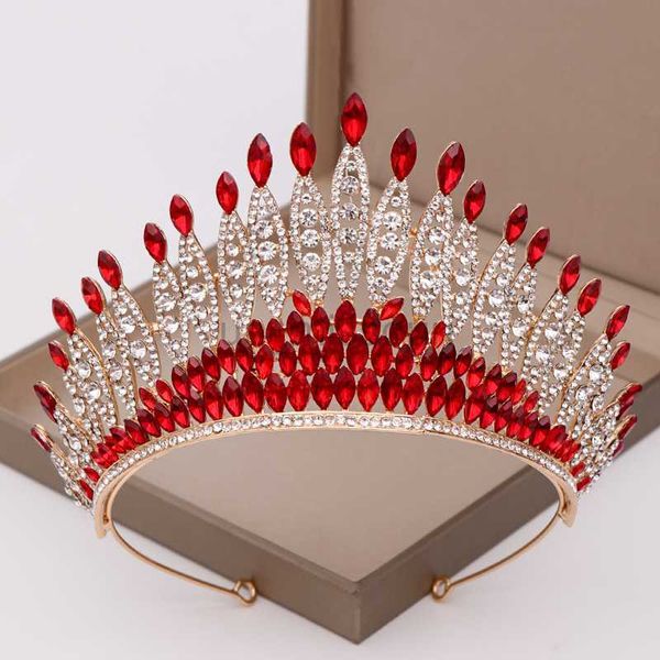 

other fashion accessories baroque sparkling vintage gold color red crystal bridal tiara crowns diadem pageant rhinestone headband wedding ha, Silver