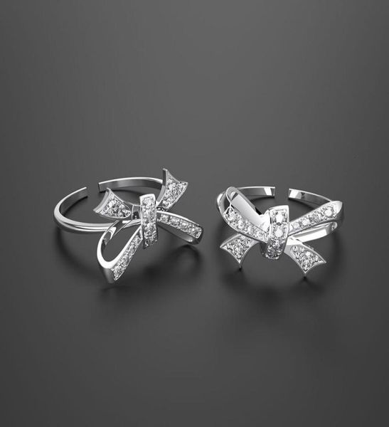 

hbp fashion luxury new bow ring women inlaid zirconium highend exquisite jewelry from japan and south korea1232154, Silver