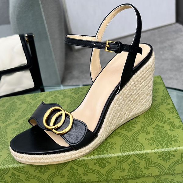 

womens sandals designer wedges sandal italian luxury fashion brand size 35-41 model cz01, Black