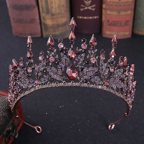 

other fashion accessories baroque retro bronze violet crystal bridal tiaras crown rhinestone pageant diadem veil tiara headbands wedding hai, Silver