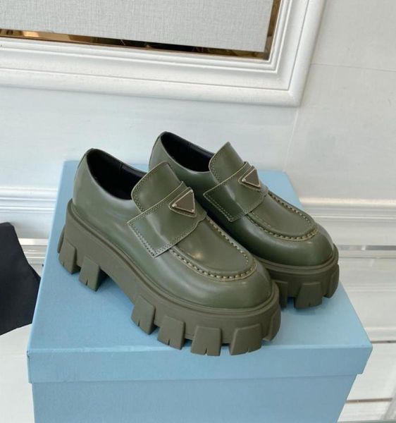 

desingers brushed leather loafer women dress shoes black classic penny loafers increase platform sneaker chunky rubber sole traine4479659