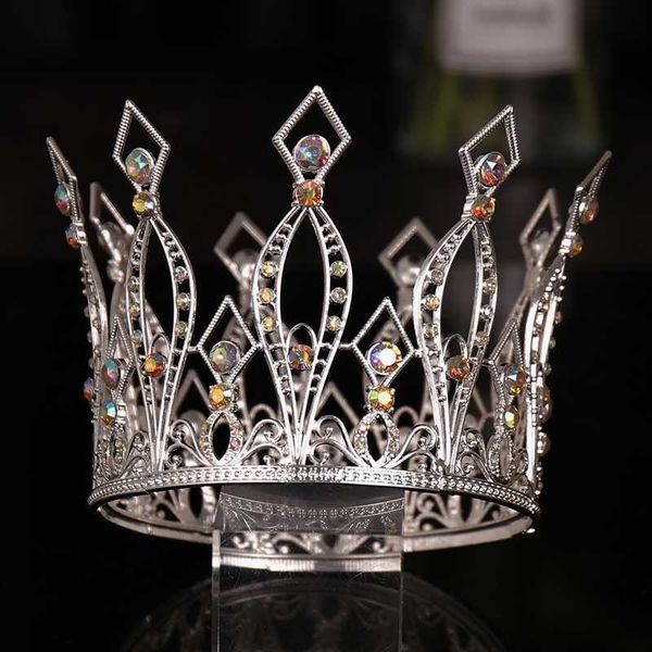 

other fashion accessories silver color crystal tiaras and crowns colorful rhinestone round queen diadems wedding hair accessories bridal hai