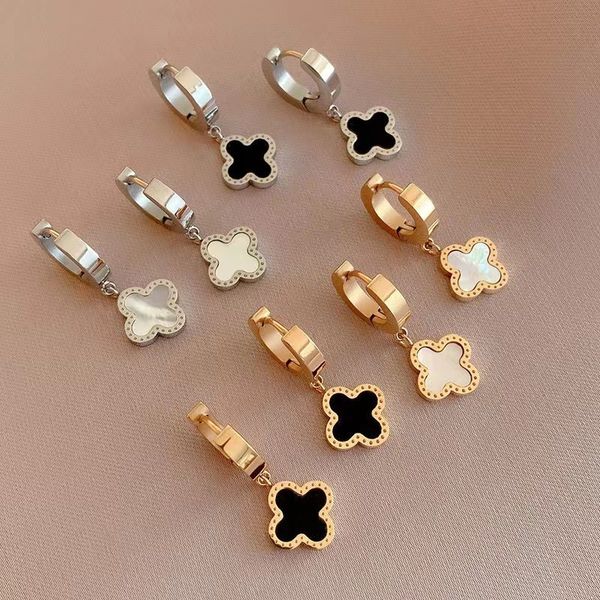 

gold plated stud earrings titanium steel pretty jewelry for female wedding engagement party wear 5pairs/lot, Golden;silver