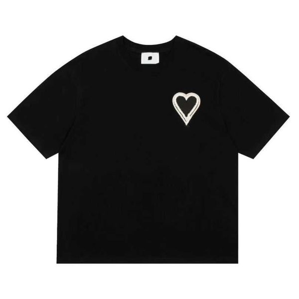

designers amis paris tshirt 2023ss spring classic heart solid color big love round neck short sleeve t-shirt tees for men and women bfo6, White;black