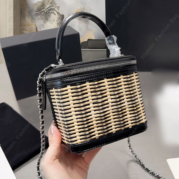 

bamboo basket woven designer makeup bag women's calf leather silver metal handbag designer bags shoulder carrying crossbody bag bags de