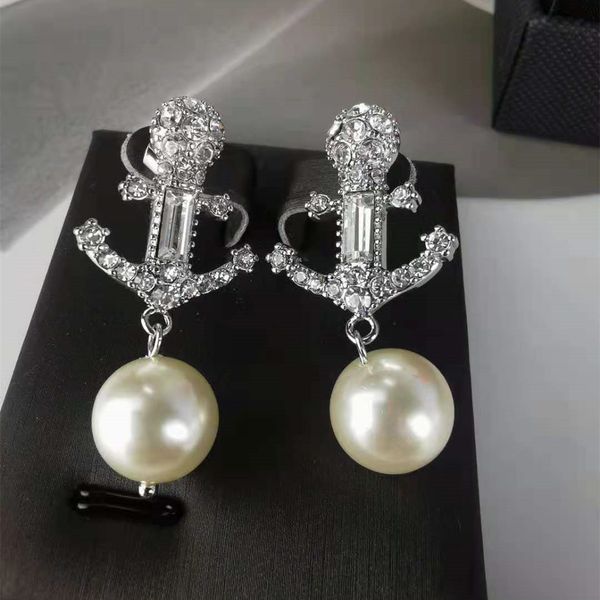 

mixed simple 18k gold plated jewelry 925 silver earrings luxury stud brand designers geometric women crystal rhinestone pearl earring weddin, Golden