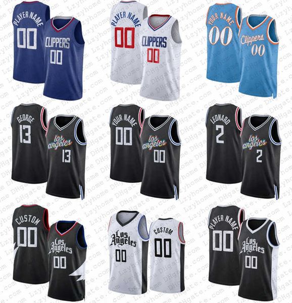 

kawhi leonard russell westbrook paul george custom basketball jerseys terance mann ivica zubac norman powell eric gordon 2023 city nah', Black;red