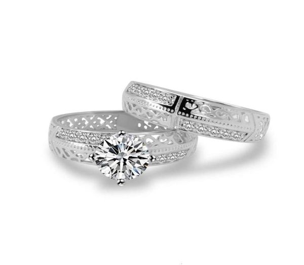 

hbp fashion poetry pendant exquisite four claw micro inlaid zircon ring couple set creative jewelry4328056, Silver