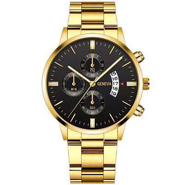 

mens watch quartz alloy watch stainless steel three-eye calendar youth student boys non-mechanical stainless steel strap blue and black roun, Slivery;brown