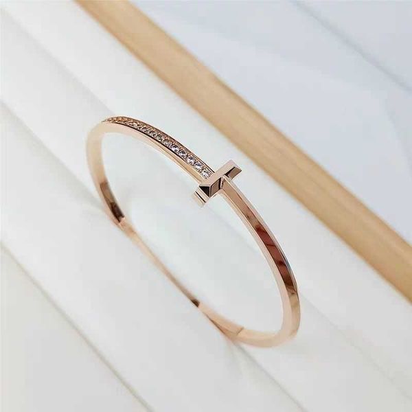 

factory designer t bangle t familys new 925 sterling silver double t1 bracelet for men and women with diamonds white fritillary yiyang qianx, Black