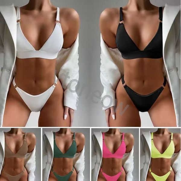 

women's swimwear designer bikinis woman two-piece bikini with letter swimsuits crystal summer swimwear beach luxury bathing suits three
