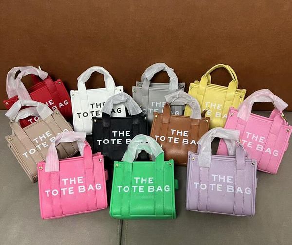 

marc tote bag mini handbag shoulder bags women designer fashion clutch casual pu handbags ladies crossbody letter printing purse totebag, Black;red