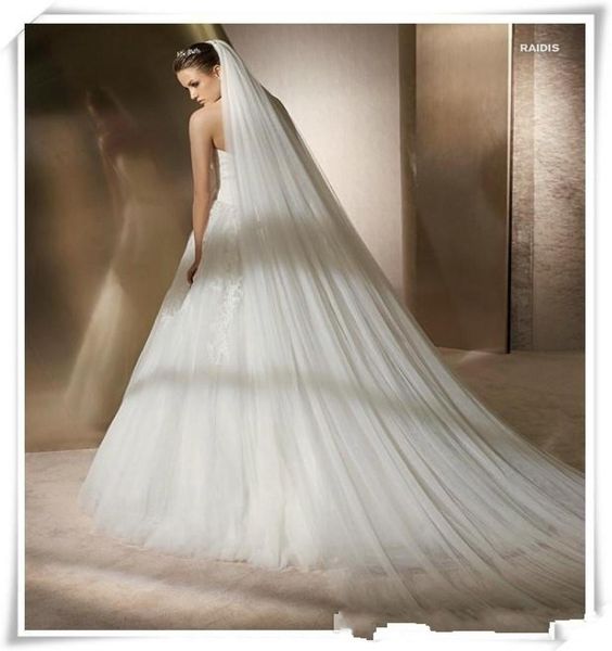 

in stock bridal wedding veils 3m one layers white ivory bridal veils with comb long simple tulle wedding veil1525430, Black