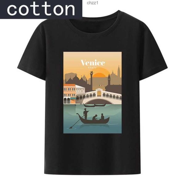 

men's t shirts venice italy cotton t-shirt travel commemorative anime style novelty hipster camisa o-neck tees t-shirts for women y2k 3, White;black