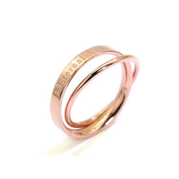 

band rings knock luxury brand two circles layers rings for women letter eternal ring stainless steel jewelry wedding rings aa230524, Silver
