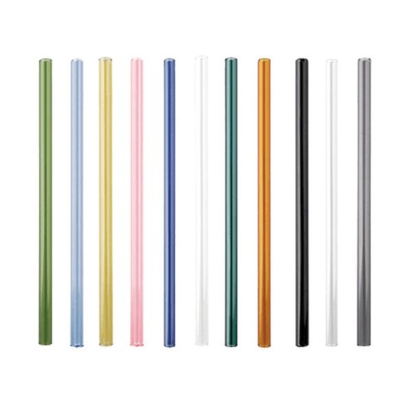 

20cm reusable eco borosilicate glass drinking straws clear colorful straight curved for milk cocktail