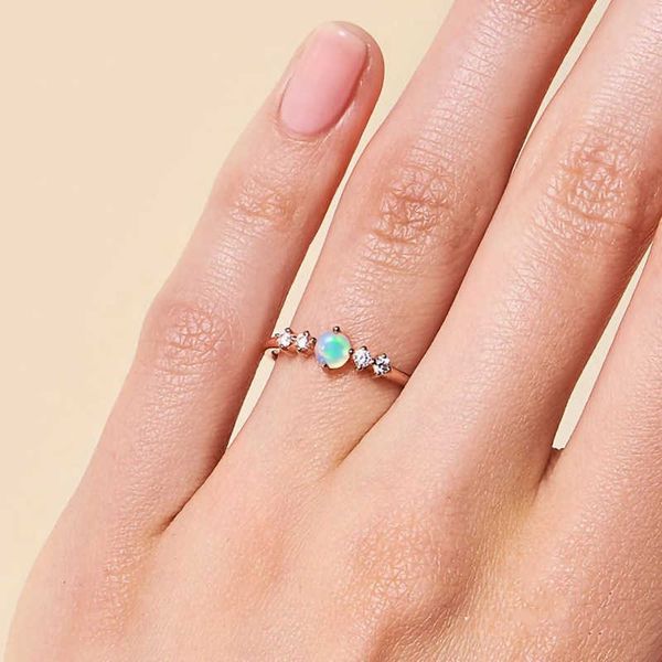 

european and american retro sterling silver microzircon moonlight stone rose gold ring niche sense of simple light luxury exquisite jewelry