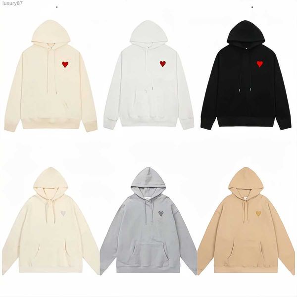 

hoodie male and female designers amis paris hooded highs quality sweater embroidered red love spring round neck jumper couple sweatshirts s0, Black