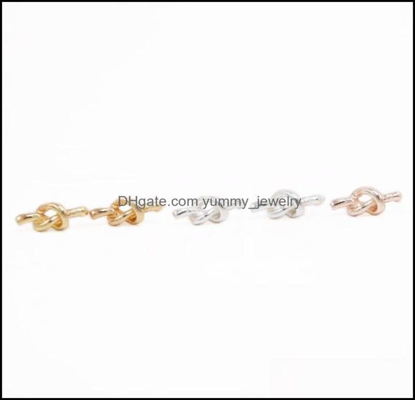 

fashion small knot stud earring cute style environmental protection material gold sier rose three color optional for women drop de1490014, Golden;silver