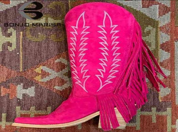 

boots embroidered western boots for women cowboy cow girls fringe tassel design ankle knee high boots vintage brand new shoes comf7382996, Black
