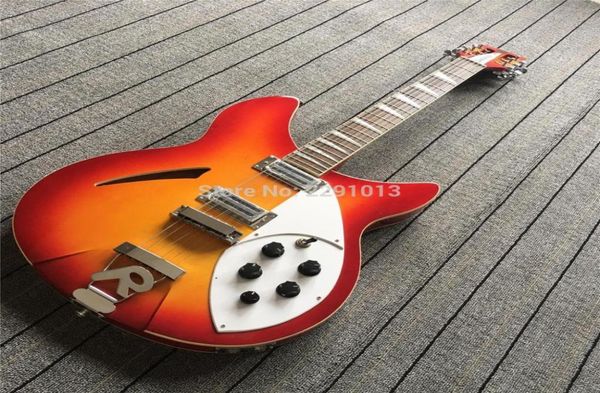 

cherry sunburst 330 12 strings semi hollow body electric guitar sandwich neck rosewood fingerboard triangle mother of pearloid i5590768