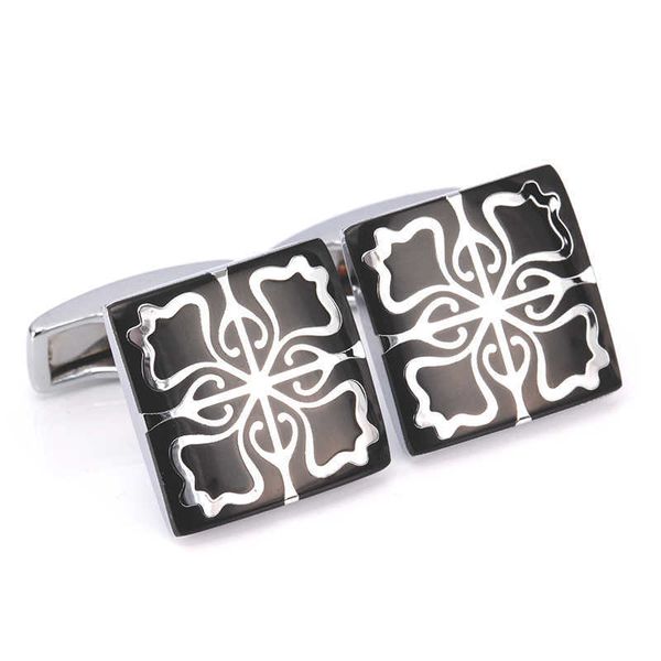 

cuff links c-man luxury black clover shirt men's brand square cufflinks g220525, Silver