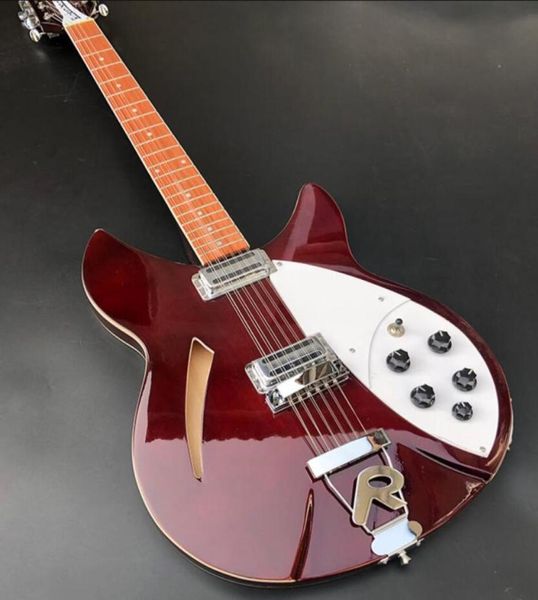

ric 330 12 strings wine red semi hollow body electric guitar gloss varnish fingerboard dot inlay 2 toaster pickups two output j3739828