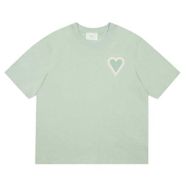 

designers amis paris tshirt 2023ss spring classic heart solid color big love round neck short sleeve t-shirt tees for men and women l08e, White;black