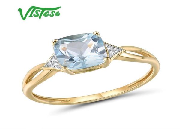 

vistoso pure14k 585 yellow gold ring for women sparkling diamond limpid blue z anniversary classic fine jewelry y11243989461, Golden;silver