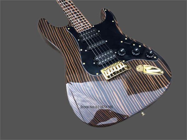 

st electric guitar zebra bodyneckfinger gold plate hardware natural glossy finish can be customised