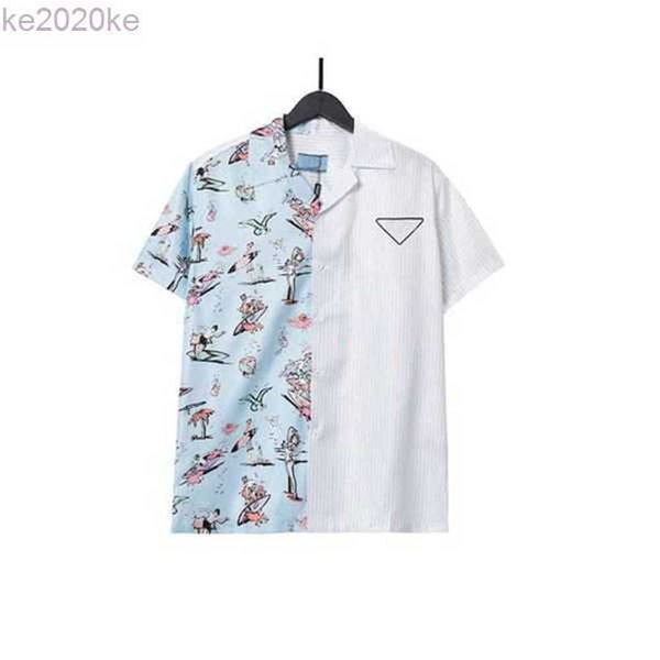 

22ss designer shirt mens button up print bowling shirt hawaii floral casual shirts men slim fit short sleeve dress hawaiian t-shirt ogpf, White;black