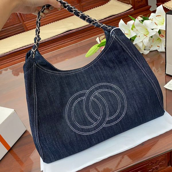 

new designer tote bag fashion ladies denim shopping luxury brand bags casual handbag one shoulder portable canvas female shoulder purse larg