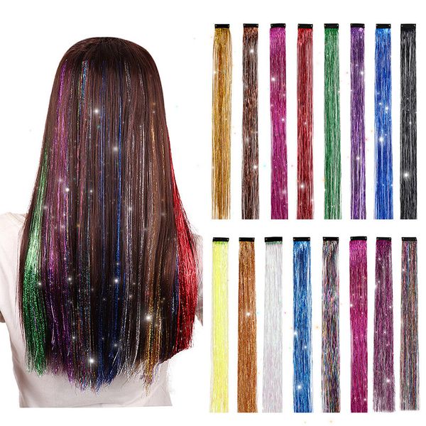 

hair tinsel rainbow colored strands girls headwear, bling sparkly hair glitter strands, decoration hair tinsel kit, hair accessories for wom, Black