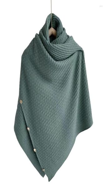 

scarves button solid winter women poncho cappa scarf rectangle knitted pashmina shawl wraps shrugs bufandas sjaal sciarpa donna in1649104, Blue;gray