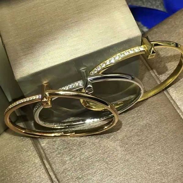 

factory designer t bangle tiffane t home t1 bracelet ins diamond inlaid sterling silver for men and women korean simple couple bracelet as a, Black