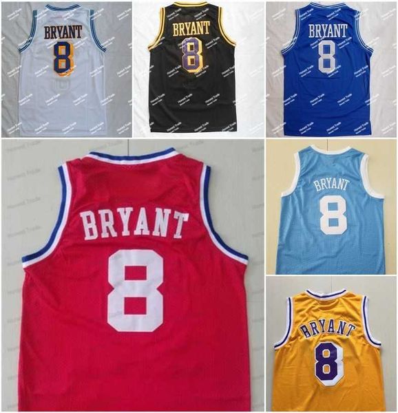 

2003 retro 8 basketball jersey yellow purple red men stitched mesh breathable wear mens #8 jerseys 199, Black;red