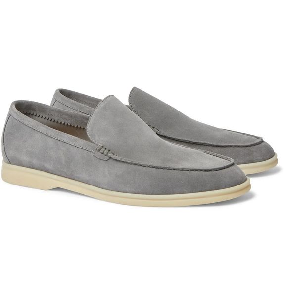 

men casual shoes loafers low suede leather oxfords loros-x-pianas moccasins summer walk loafer slip on loafer rubber sole flats with box 38-, Black