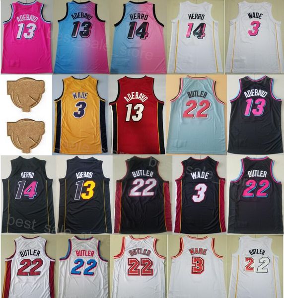 

jimmy butler 22 stitched basketball jerseys 2023 finals bam adebayo 13 tyler herro 14 team shirt wear all stitched red black white blue yell