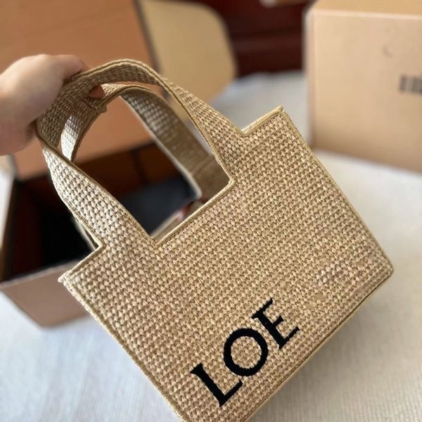 

designer bag loevi women's handbag beach bag embroidered logo straw fabric shopping bag vegetable basket bag
