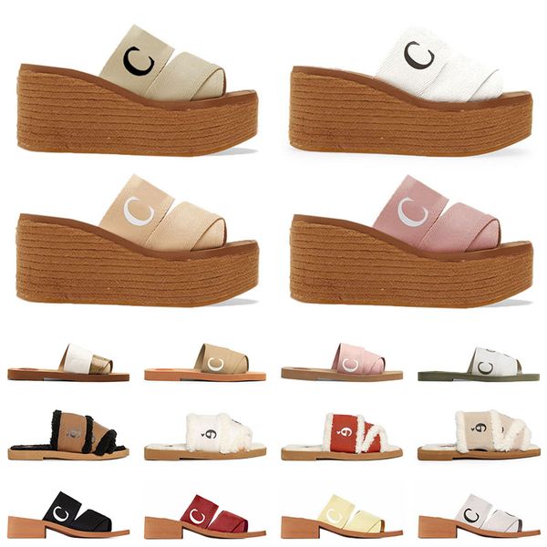 

famous luxury designer summer comfortable striped canvas slippers lace lettering womens woody flat slippers grey black split purple casual s