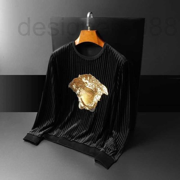 

designer luxury t shirt medusa sweatshirt designer hoodie fashion embroidery gold velvet sweater round neck pullover casual mens bottom shir, Black