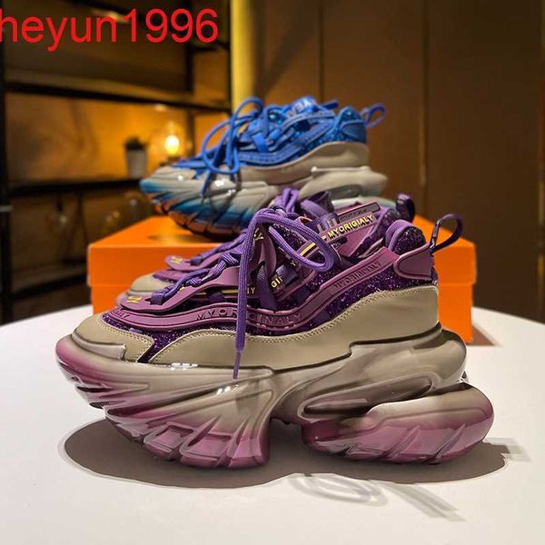 

european spaceship space sponge cake thick sole yacht raised plush genuine leather father's shoes women's ins trendy brand