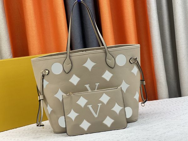 

designer womens tote bag luxury never ful handbags mm shopping bags quality leather embossed flowers letter shoulder totes ladies fashion ma