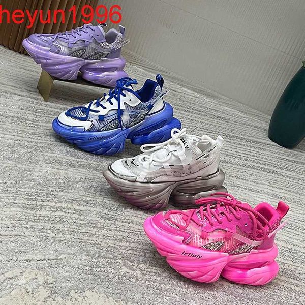 

genuine leather 7cm thick dad's women's rhinestone jelly sole 2023 summer new lightweight increased breathable casual shoes