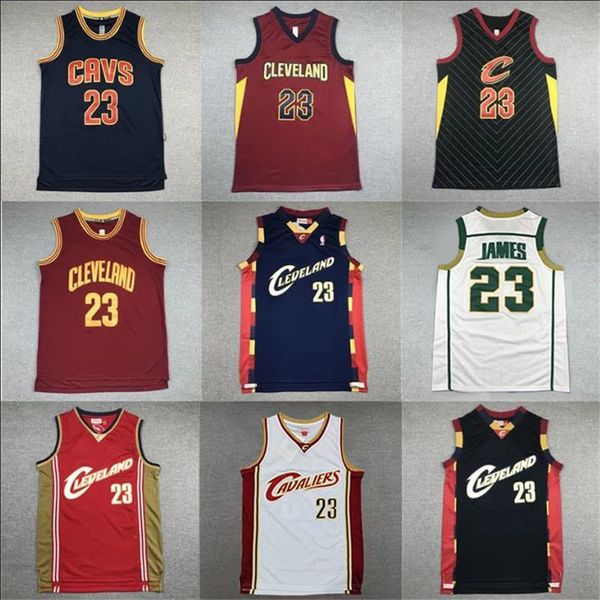 

men james basketball jerseys cle cavalier retro hardwood vintage jersey high school vest, Black;red