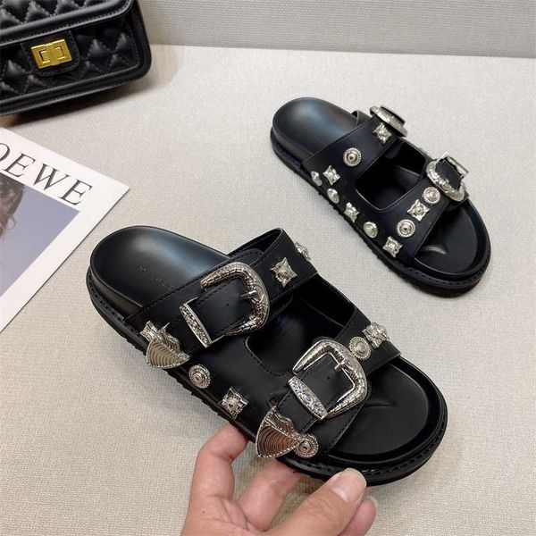 

woman slippers retro belt buckle thick-sole women's shoes handmade big head doll leather tassel mori girl literary flats casual 230511, Black