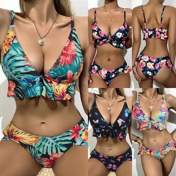 

more 400 styles women's swimwear two pieces triangle swimsuit lady padded bra one piece fashion flower bikini brand wholesale, White;black