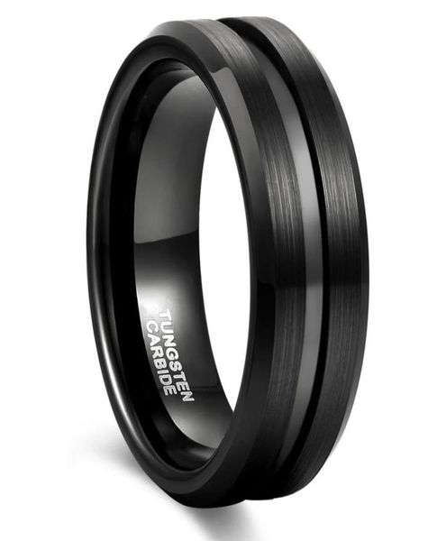 

somen 8mm men ring classic pure black tungsten carbide ring brushed wedding band male engagement rings anel masculino y11284412249, Golden;silver