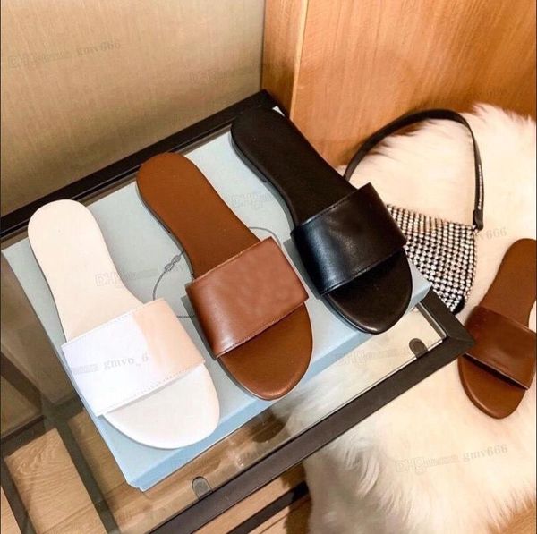 

65s sandals designers women slipper sandals flat slides flip flops summer genuine triangle leather outdoor loafers bath shoes beachwear slip, Black