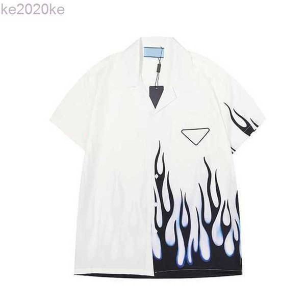 

22ss designer shirt mens button up print bowling shirt hawaii floral casual shirts men slim fit short sleeve dress hawaiian t-shirt zrpl, White;black